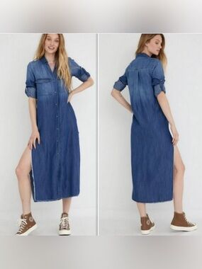 Anthropologie Bella Dahl Denim super soft Button-Front Dress